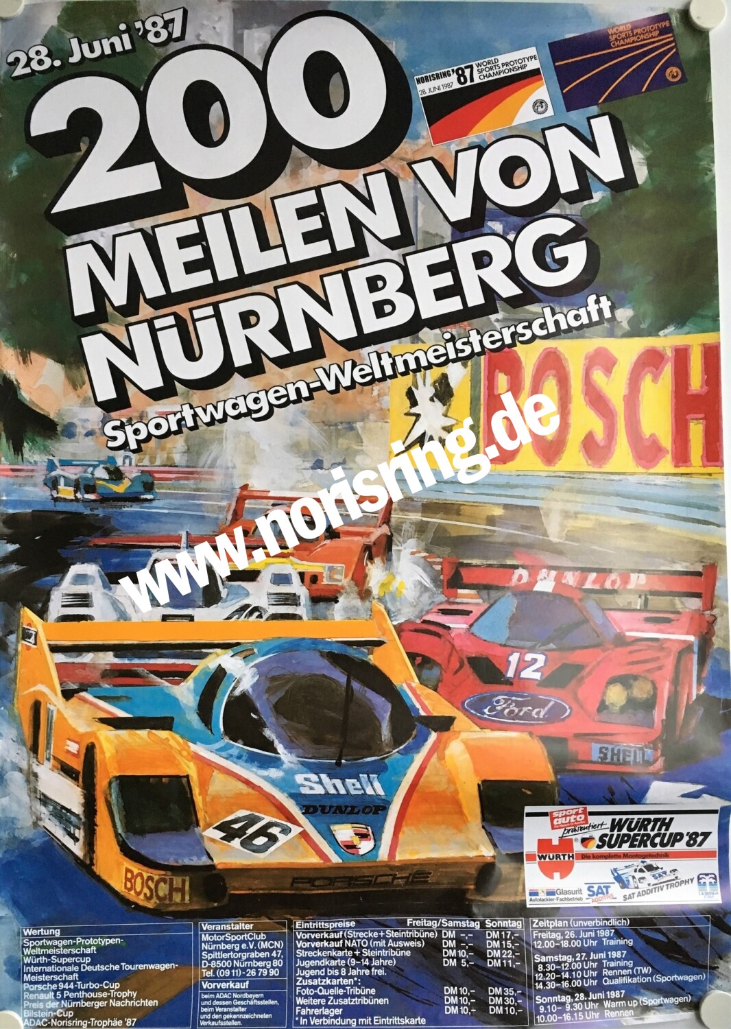 1987 45. 200 Meilen von Nürnberg SportwagenWeltmeisterschaft Int